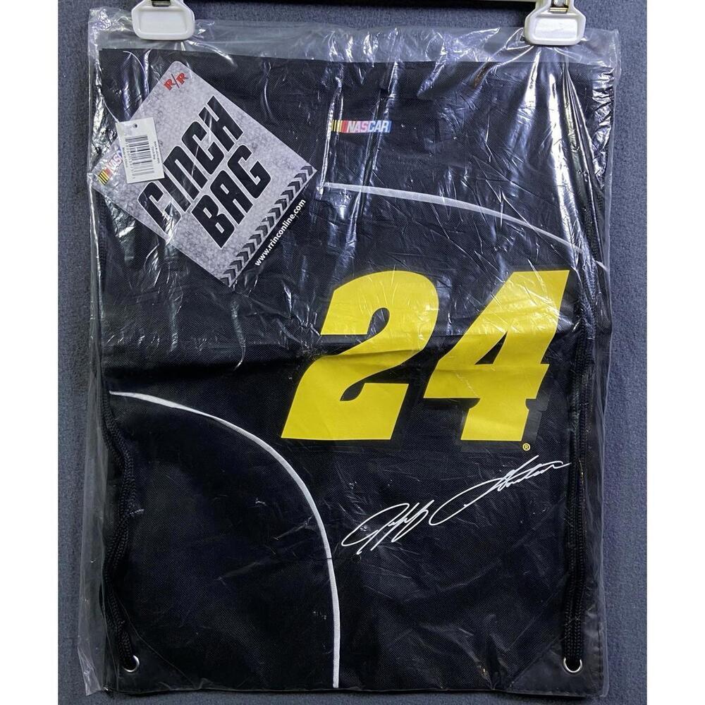 Jeff Gordon #24 NASCAR Black Cinch Drawstring Bag New With Tags